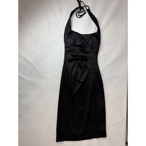 Vintage Cache Halter Dress Black Y2K Cocktail Party Bodycon Glam USA Women 2
